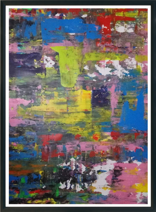 acrílico sobre lienzo con colores vivos.