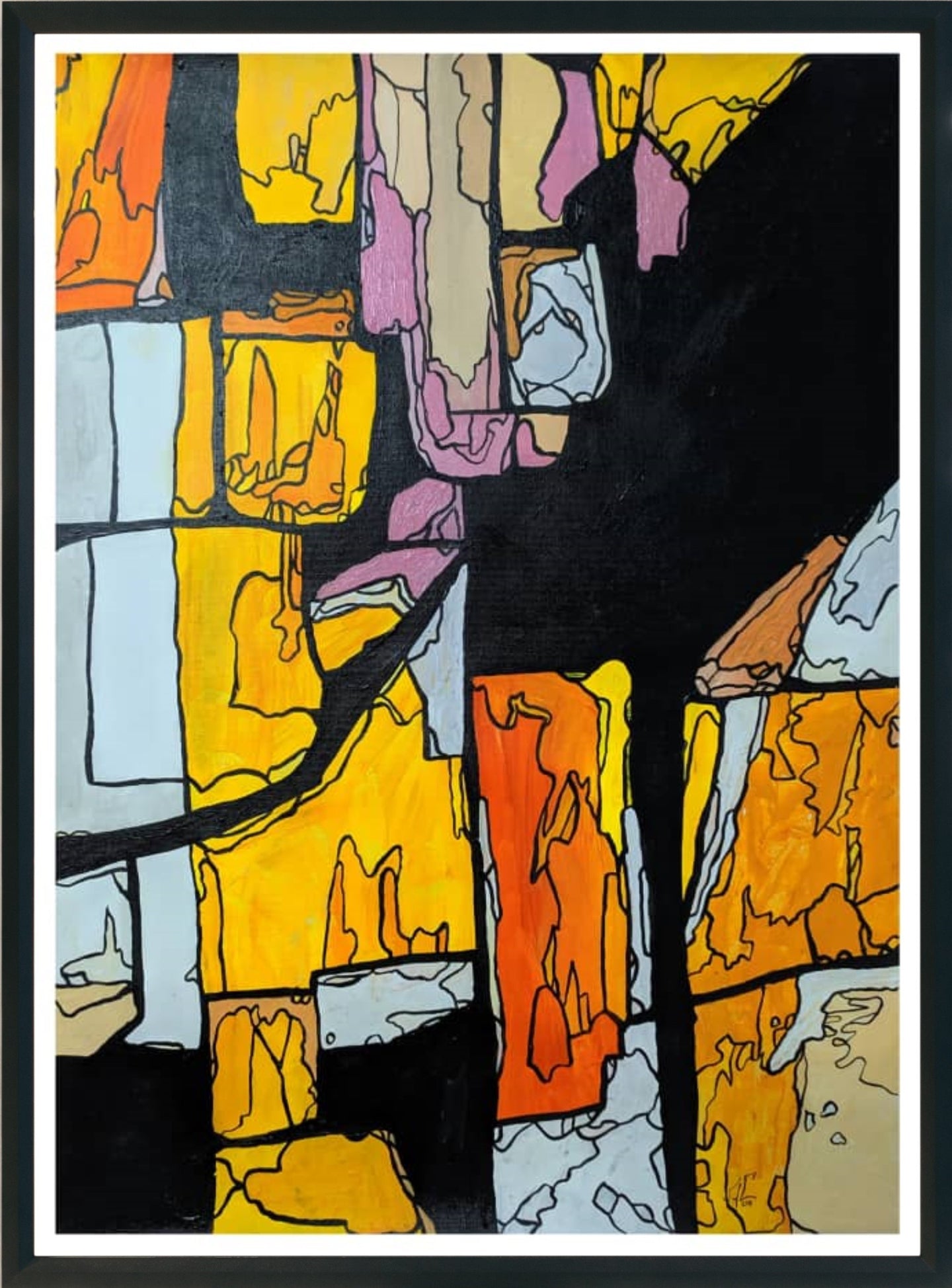 Acrílico sobre lienzo abstracto tonalidades naranja