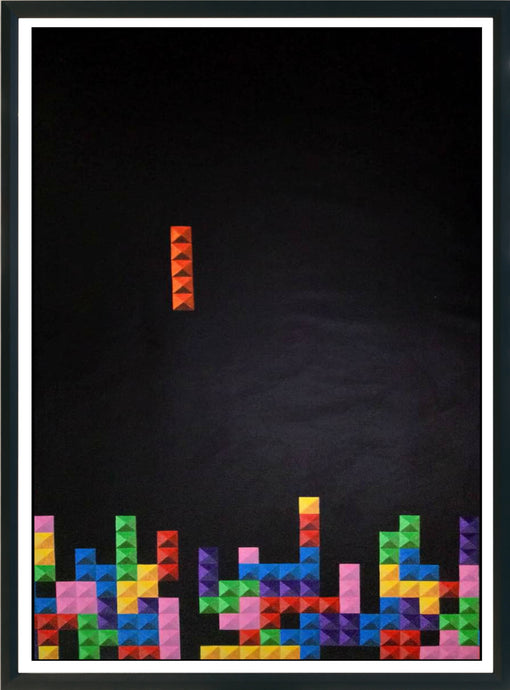 barra roja de tetris cayendo sobre un fondo negro