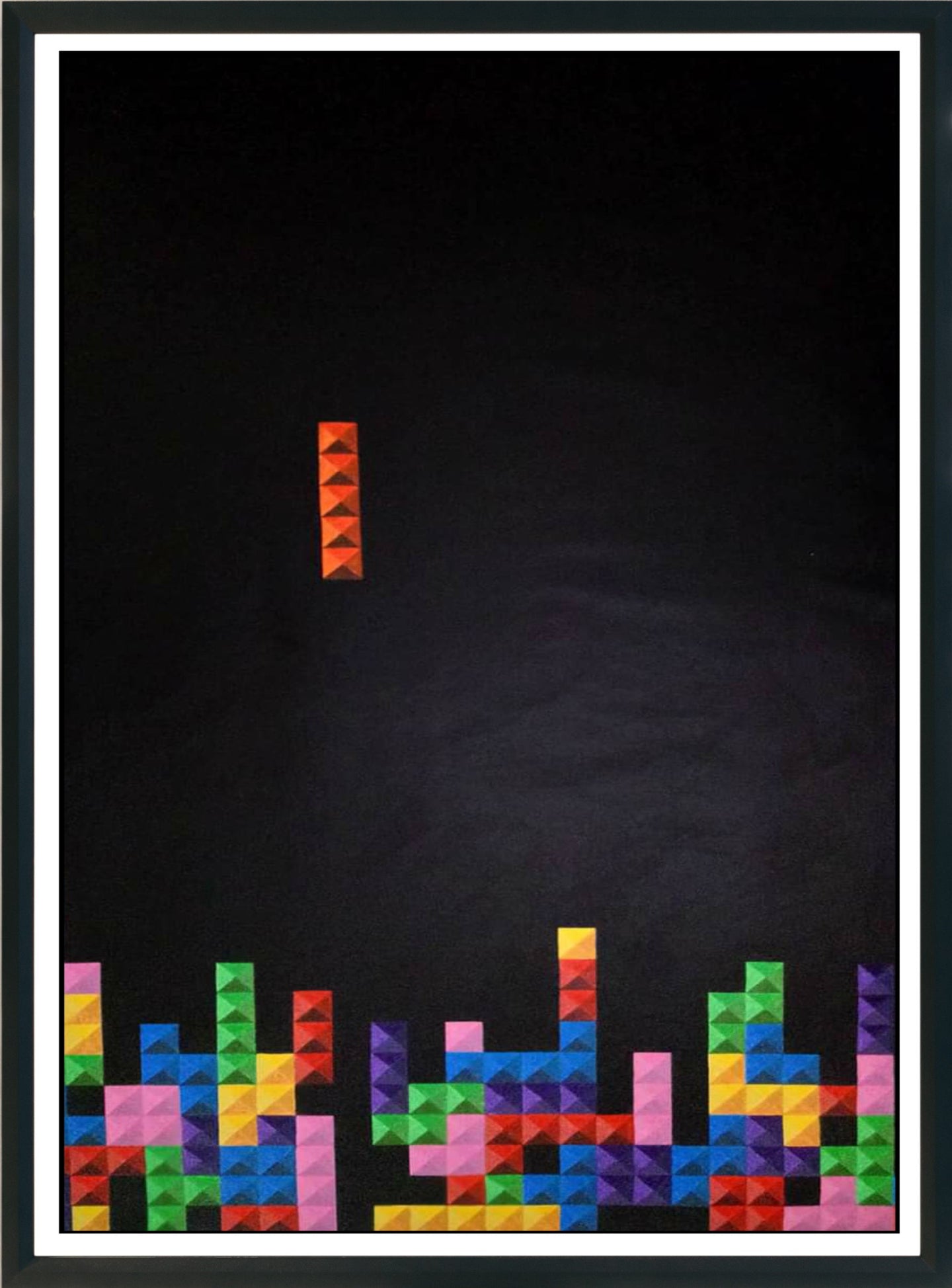 barra roja de tetris cayendo sobre un fondo negro