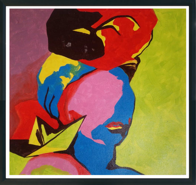 cuadro rostro de mujer pañuelo de colores